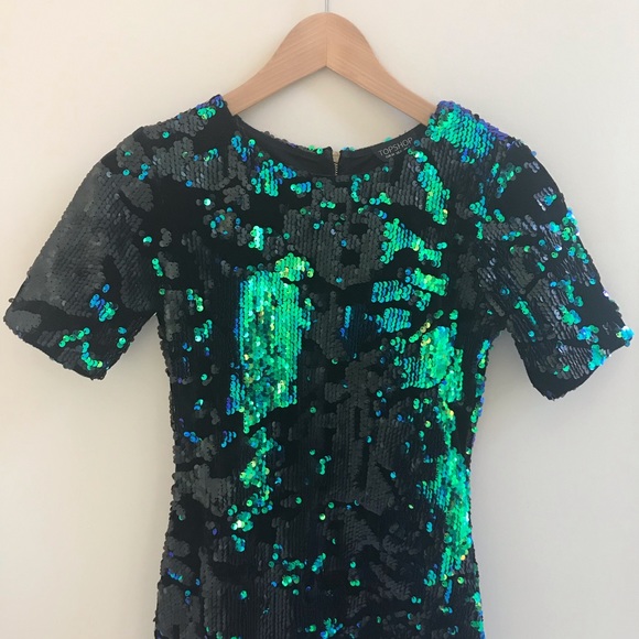 Topshop Sequin Velvet Shift Dress - Picture 2 of 8